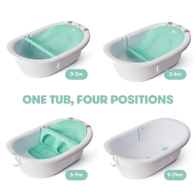 Bañera de bebé 4 en 1 Grow with Me, bañera de bebé para recién nacidos a niños pequeños con Asiento de baño extraíble y respaldo para soporte de baño en bañera