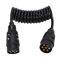 12V 24V Trailer Spring Wire 2M 7 Core Spring Towing Coiled Wire for Commercial Vehicles Campers Cars Boats
