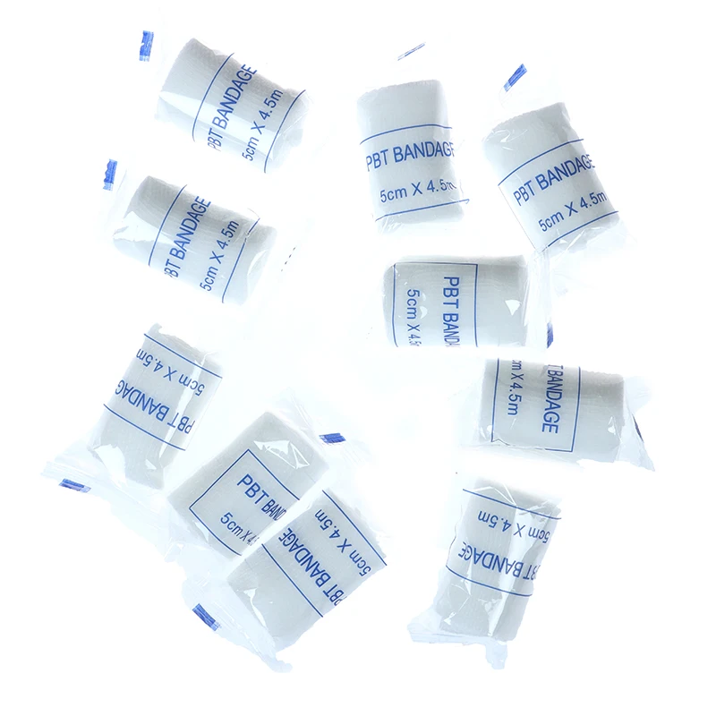 [SU]10 Rolls/lot PBT Bandages 5cmx4.5m Elastic Bandage First Aid Kit Gauze Roll Dressing[SU]