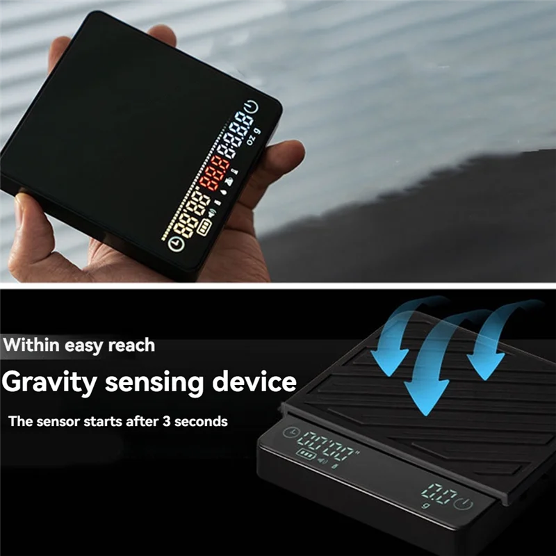 TAIGH-Electronic Hand-Brewed Coffee Scale/Smart Powder-Water Ratio Flow Rate Monitoring Scale/Coffee Measurement Tool