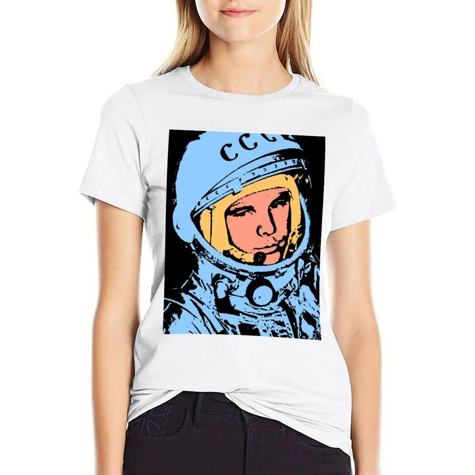 

YURI GAGARIN-4 T-shirt animal print shirt for girls funny female Womens graphic t shirts