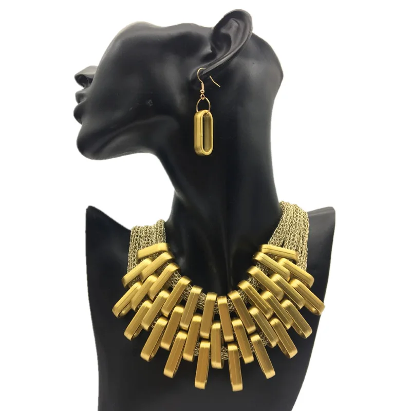 European and American fashion big-name jewelry exaggerated cotton rope necklace earrings set accessories Amazon source Necklace