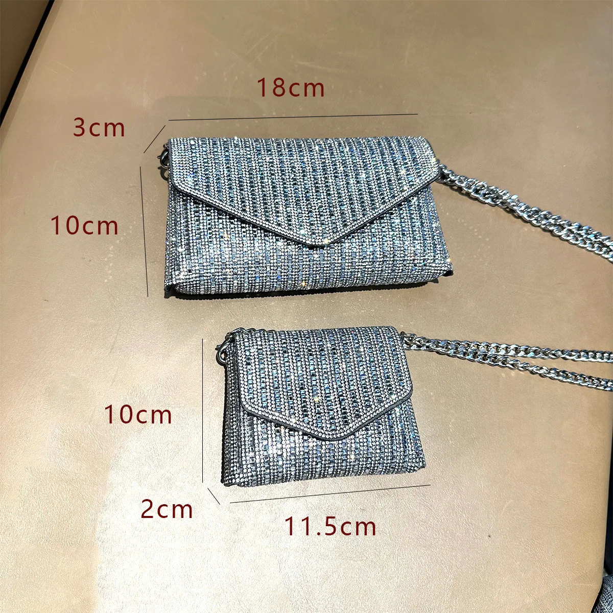 JIOMAY Rhinestones Bag for Women 2024 Mini Purses and Handbags Clutch Wallets Ladies PU Leather Chain Party Evening Shoulder Bag