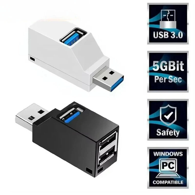 1/2Pcs USB 3.0 Adapter HUB Mini Splitter Box 1 To 3 Ports High Hi-Speed USB 2.0 Extender  For PC Laptop U Disk Card Reader