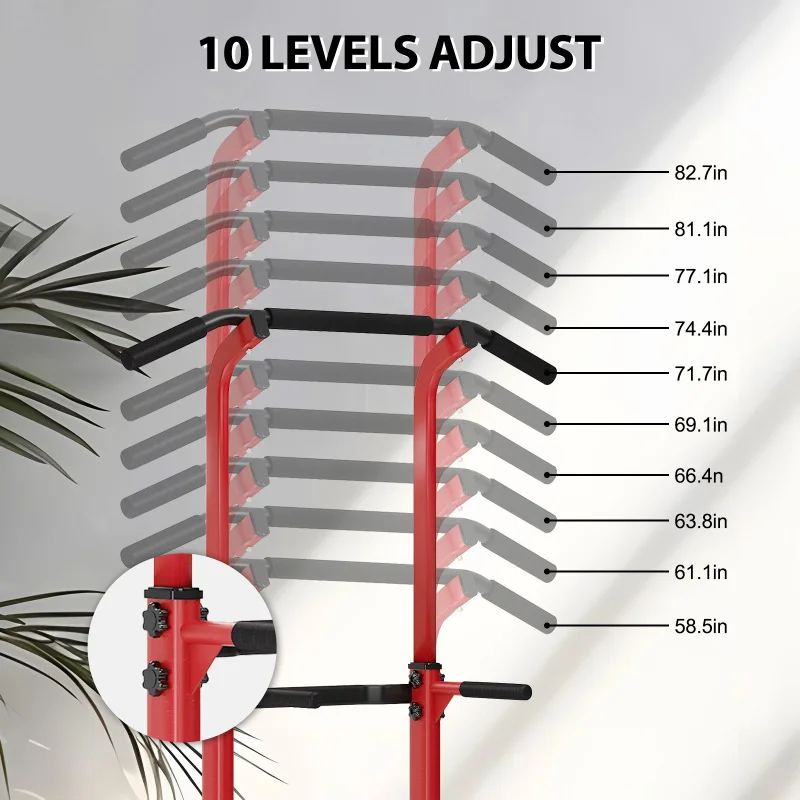 Einstellbare, verstellbare Reichweite für Erwachsene, fortschrittliche Wohnungen, ideales Design, Step-Ups, Workouts, verstellbare Klimmzugstange und Dip-St
