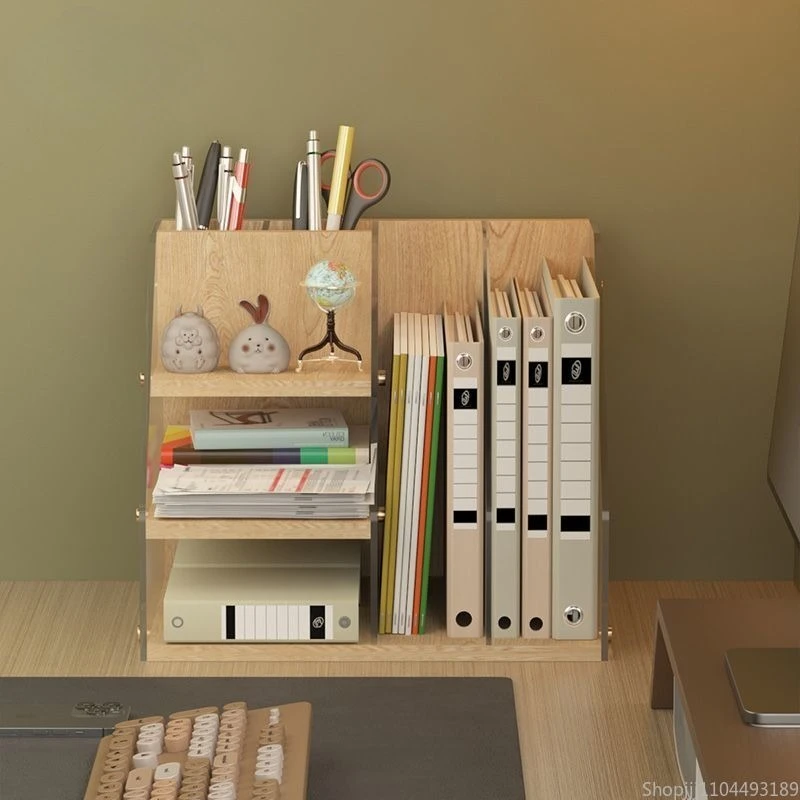 

Woodgrain File Holder - Multi-Use Desktop Organizer for A4 & Pens