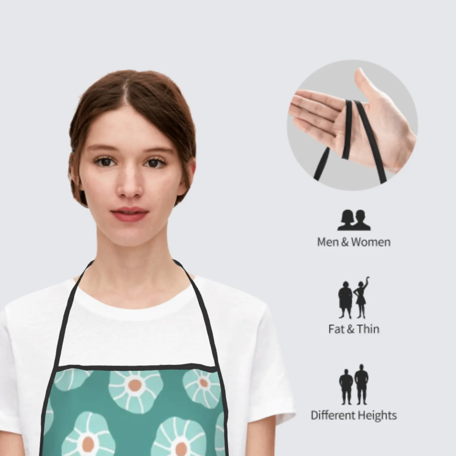 Summer Cute Daisy Polyester locking hem Apron Home Cooking Baking Kitchen Watercolor Flower Apron