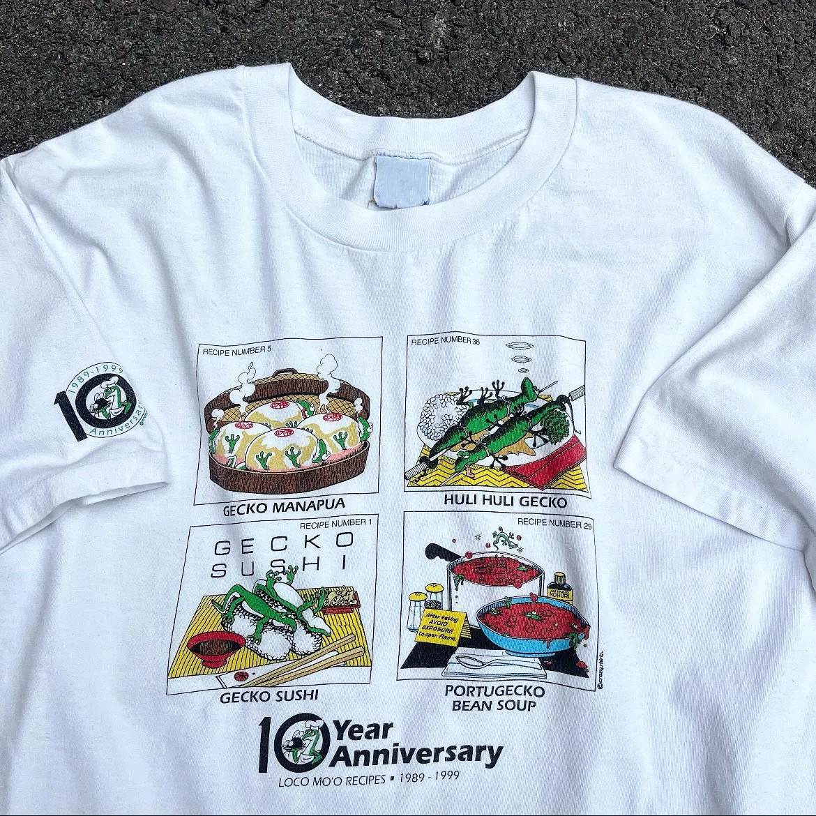 Retro Lizard Food Recipe Summer T-Shirt Short Sleeve Humorous Hawaiian Theme Cotton Breathable round Neck Men's T-shirt
