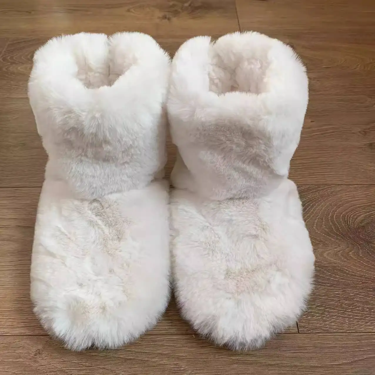 

Winter Indoor Floor Shoes for Couples Warm Faux Rabbit Fur Cotton Boots Thick Soled Home Slipper Socks