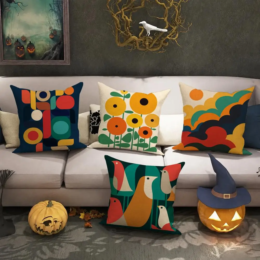 geométrico creativo Cushion Cover Halloween decoration trick or treat cushion cover, ghost, pumpkin head, bat decoration