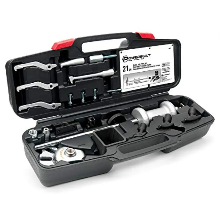 Powerbuilt Master Axle Puller Tool Set, Remove Car Front and Rear, Bearings and Seals, Vehicle Repair Kit - 6486, Sier