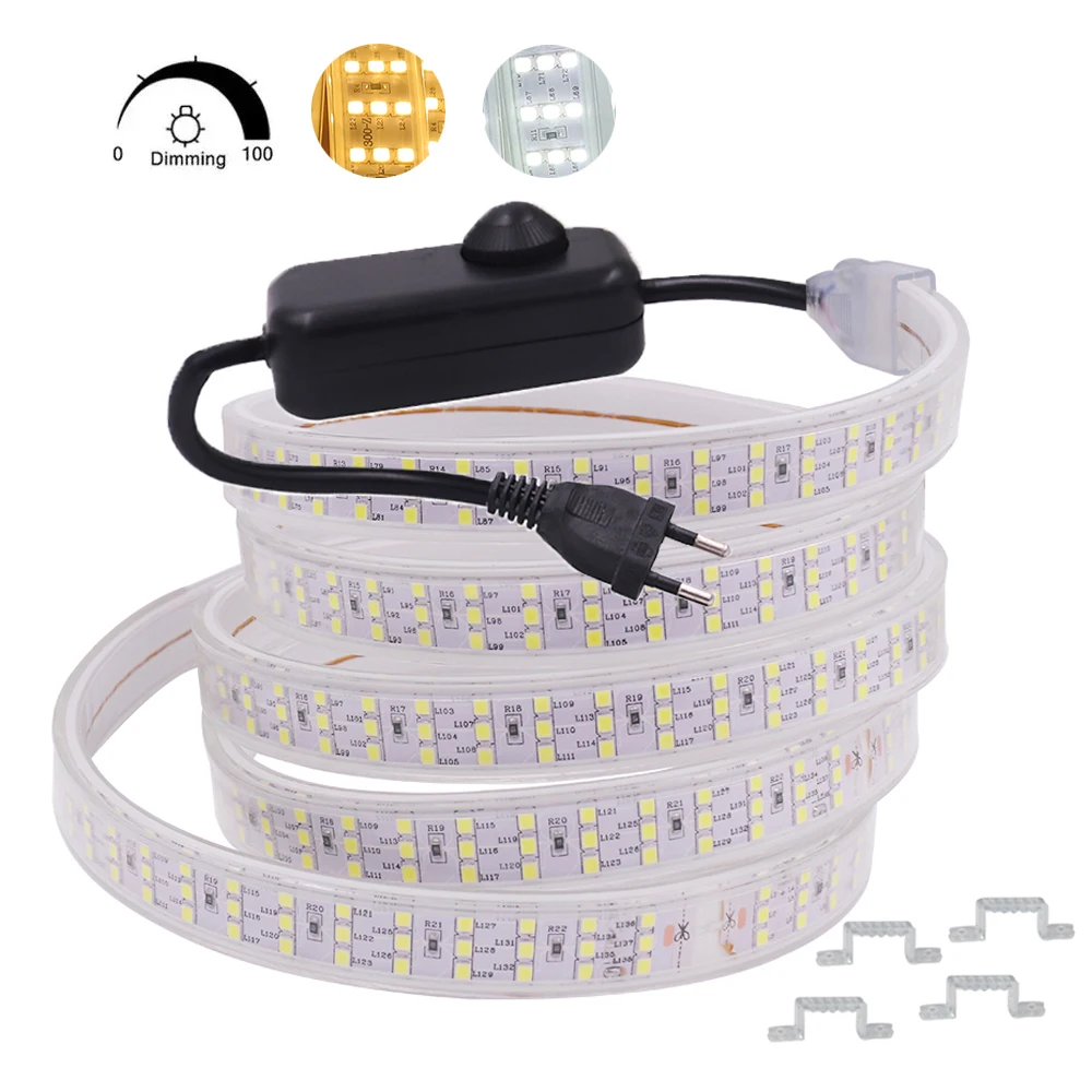 

220V LED Strip Light Dimmable SMD 2835 5050 5630 3014 60LED 120LED 240LED Flexible Waterproof LED Ribbon Decor 1m 5m 10m 15m 20m