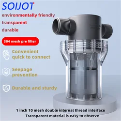 3/4inch external thread filter, 25 water pipes, 304 stainless steel filter, pre filter, tap water pipe filter, plastic transpare