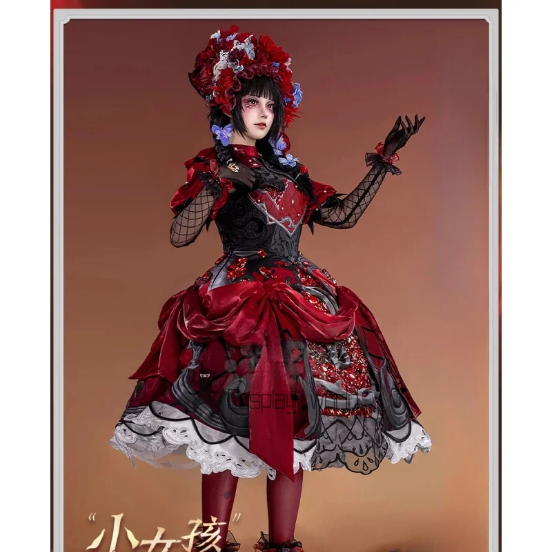 

Game Identity Ⅴ Cosplay Costume Alice DeRoss Red Gorgeous Lolita Combat Uniform Halloween Christmas Party Role Play Clothing