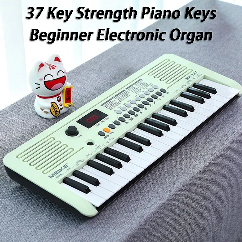 Portable 37 Key Electronic Organ Children's Beginner Keyboard Instrument Strength Piano Keys Electric Organ Music Synthesizer