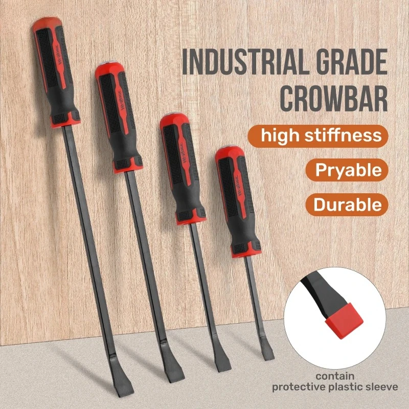 Multifunctional Pry Bar Hi-Spec 8/12/18/24 inch Pry Bar Chisel 4pc Car Repair Tool Set Heavy Duty Crowbar Strike Cap Nail Puller