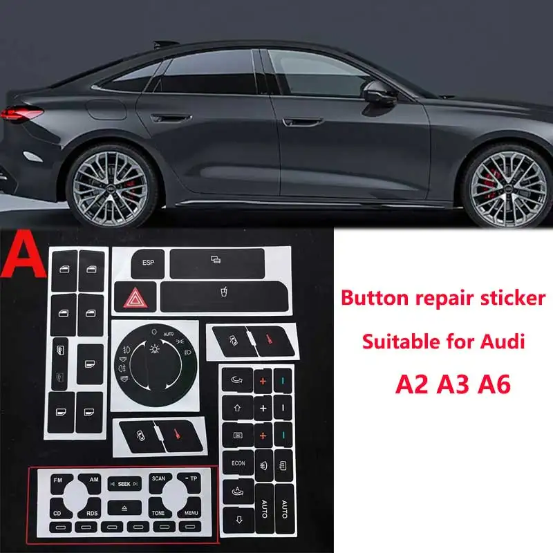 

Наклейка для ремонта кнопок из 6 предметов для Audi A2 A3 A6, комплект для ремонта дверного замка, окна, кондиционера, запасные части для салона автомобиля