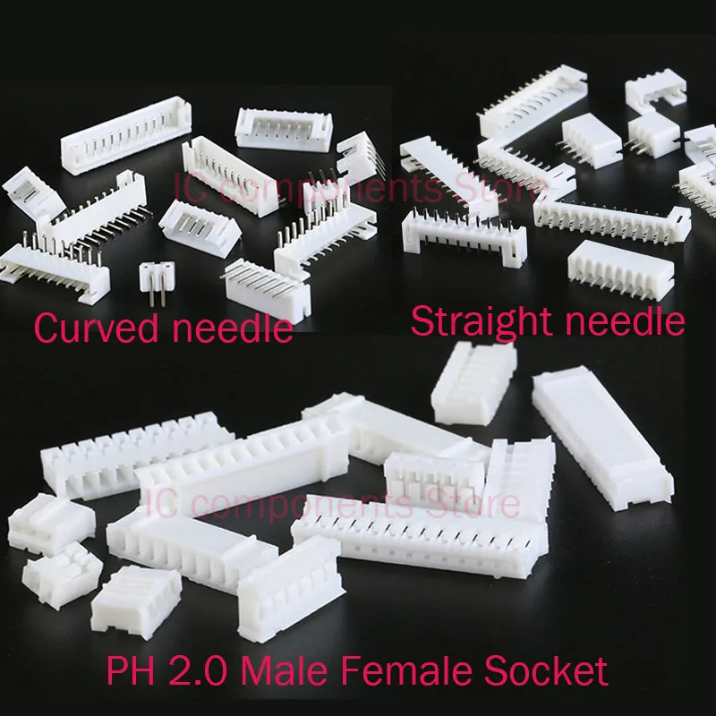 20Pcs PH 2.0  Terminal Plastic Housing Male Female Pin Header Connector ph 2.0 2mm Plug Socket Shell 2/3/4/5 Pin-12p