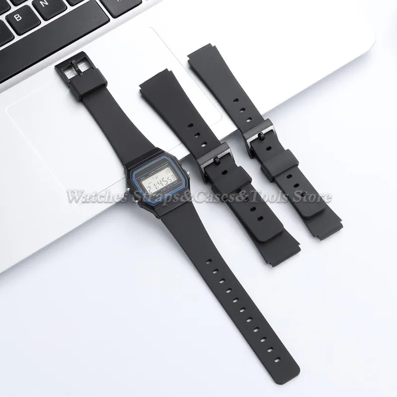 For CASIO Resin Watch Band Strap 12mm 14mm 16mm 18mm 20mm Silicone Black Bracelet Men Women Sport Watch Accessories for F91W F84