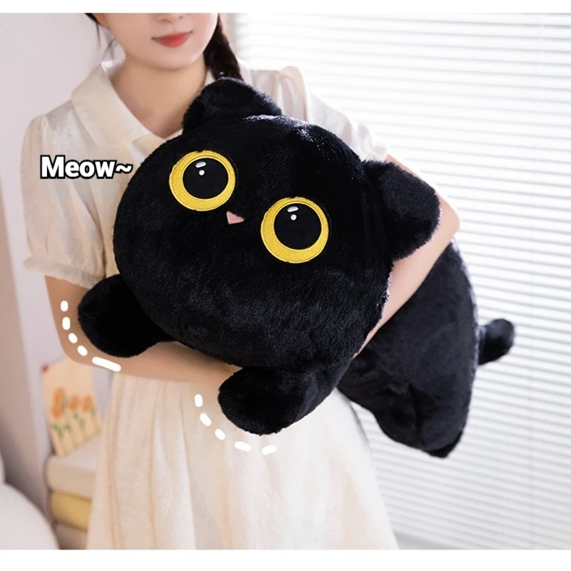 Jouet en peluche mignon petit chat noir pour enfants, oreiller de lit au beurre, jouet en peluche pour couples, cadeaux d'anniversaire de vacances, décoration de canapé de chambre