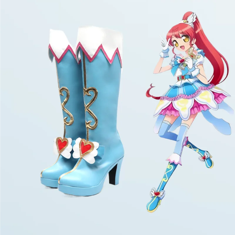 

PriPara Shiratama Mikan Cosplay Shoes Boots Anime Halloween Carnival Blue Boots Custom Made