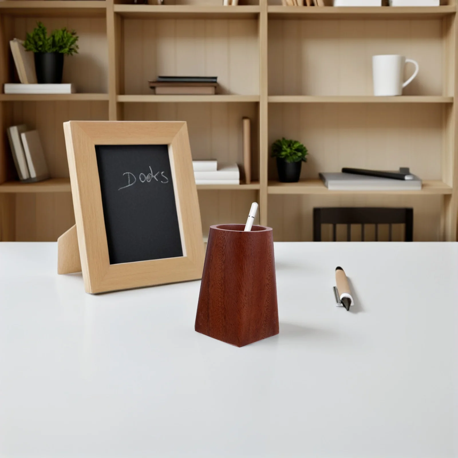 

Walnut Pen Holder for Desk Indoor Storage Box Dark Brown Desktop Pencil Student