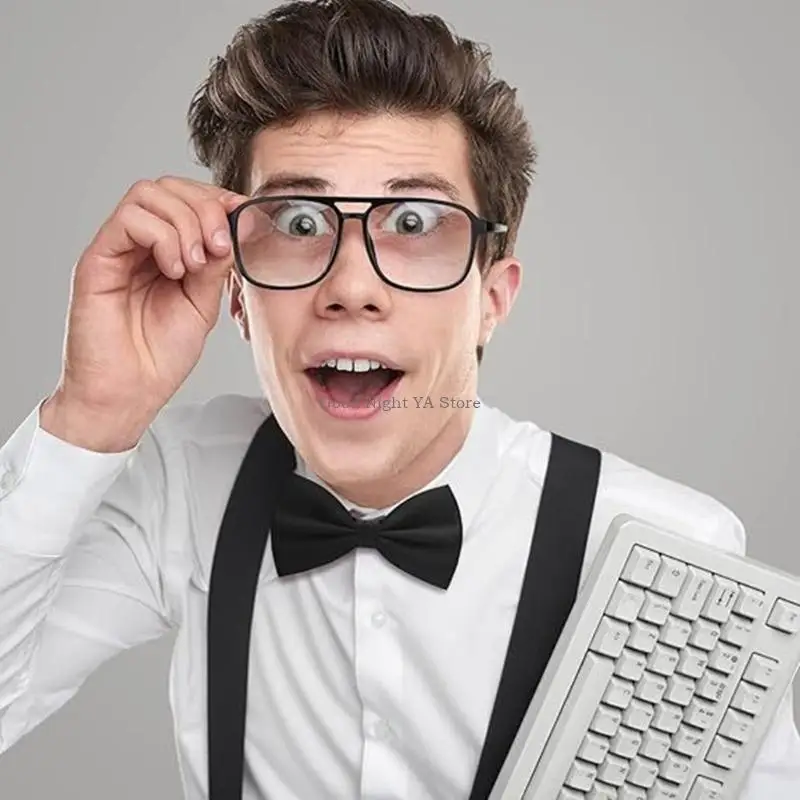 Bookish Role Play Outfit Includes Men Brace Bowtie and Eyeglasses Bookish Costume Halloween Cosplay Accessories