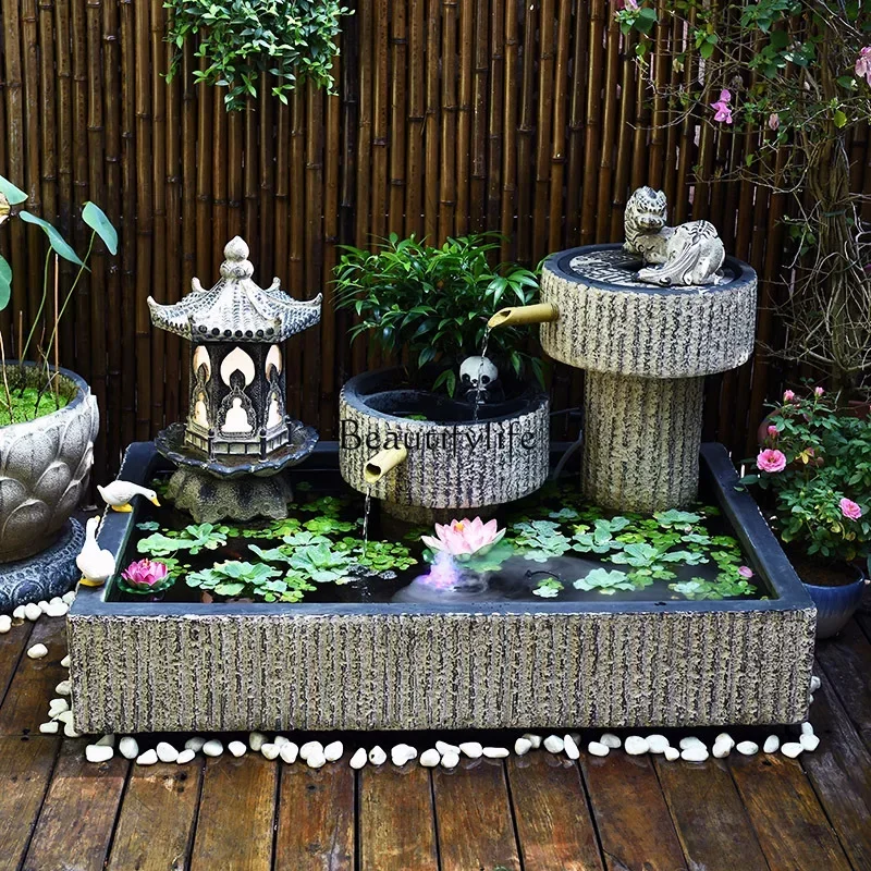 Courtyard Layout Outdoor Flowing Water Ornaments Circulating Water Large Fish Pond Outdoor Fish Tank Landscape