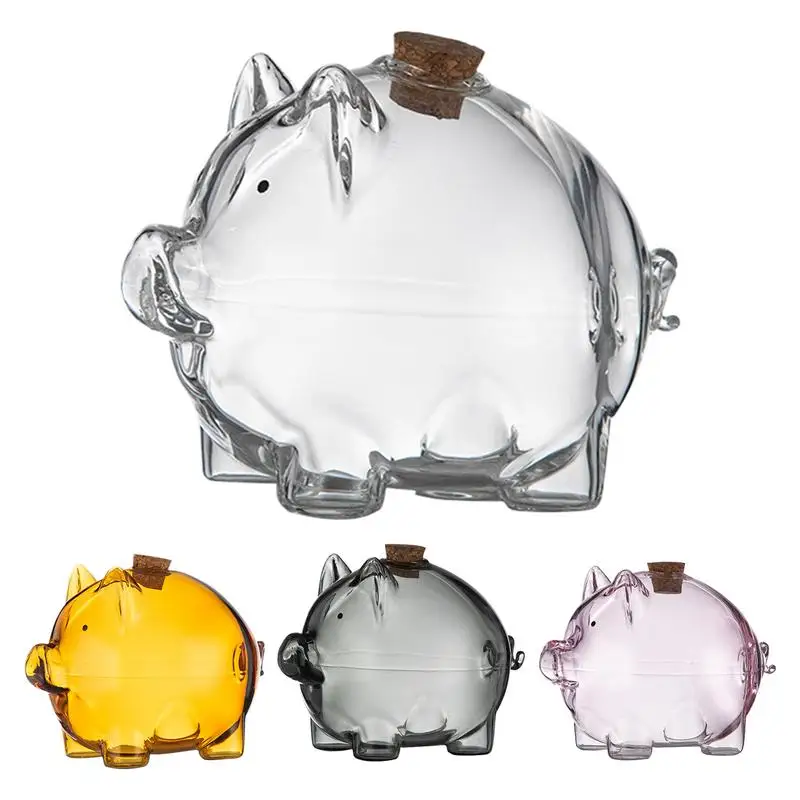Mini pot d'argent cochon, boîte à haricots dorés, pot Transparent en forme de cochon, banque de pièces de monnaie Portable, boîte d'épargne transparente, cadeau