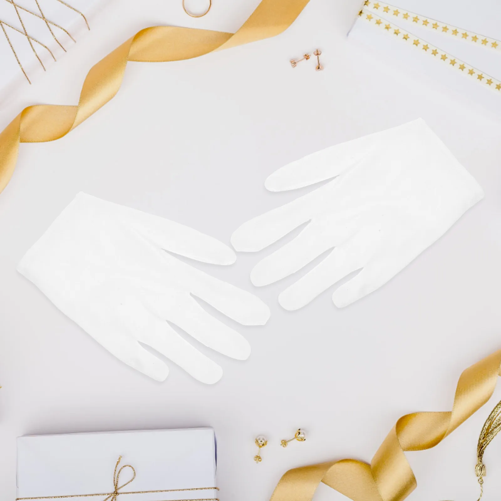 

10Pairs Jewelry Cotton Gloves White Soft Stretchable Dustfree Sweatproof Gloves for Handling Polishing Inspection Collection