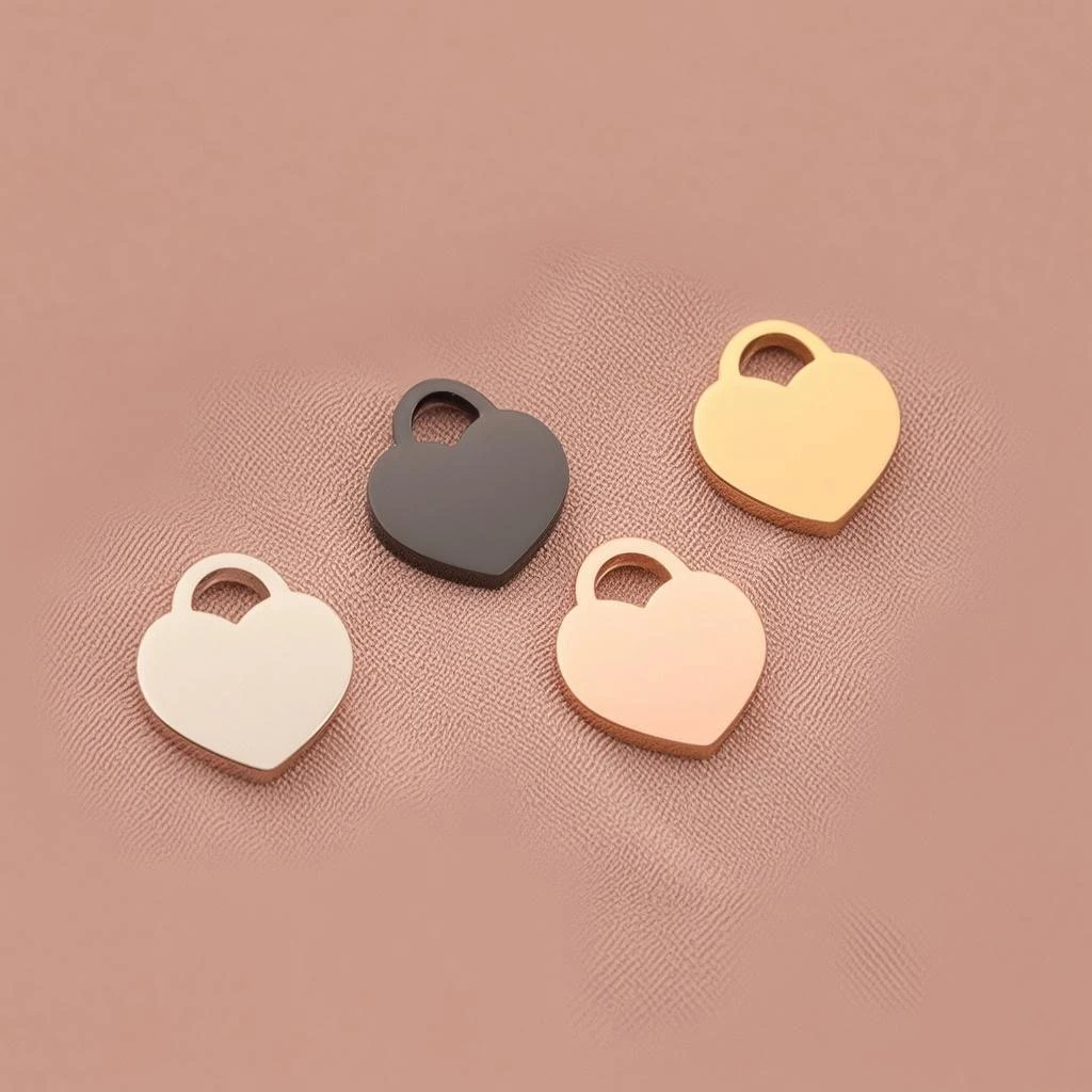 5pcs/lot Stainless Steel Heart Tag Collar Charm Mirror Polished Stamping Blank ID Dog Tags Pendant for DIY Jewelry Making