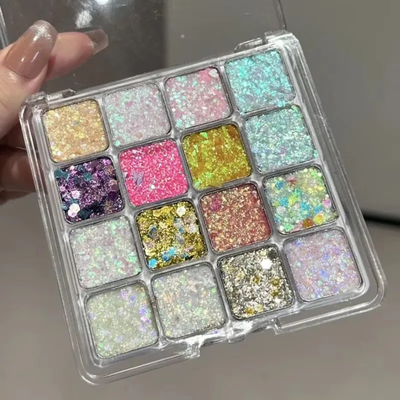 Sparkling Magic Palette Pearl Matte Bright Ground Color AdhesiveGlitter Gel Hair Body Nail Glue Sequin Gel Makeup Decoration
