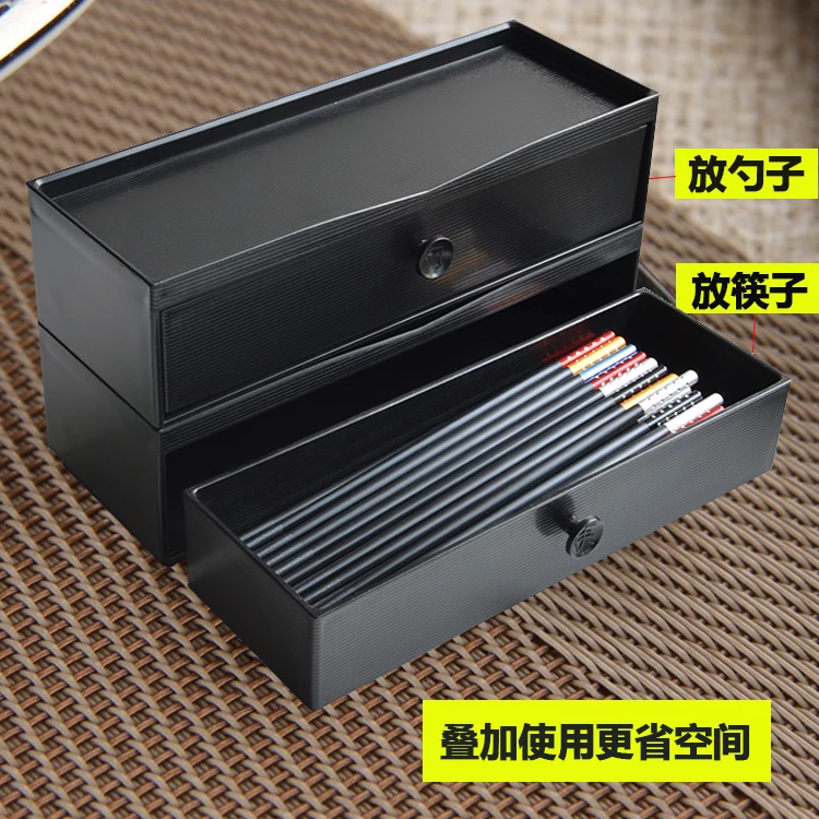 Japanese style thickened drawer chopstick box, multifunctional imitation wood plastic