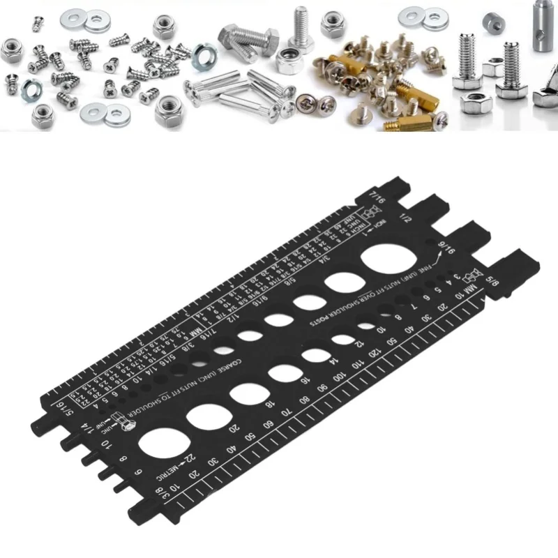 مقياس المسمار المسمار متعدد الوظائف بوصة متري تحديد سريع مسمار المسمار مدقق لورشة العمل المرآب الأسود #2