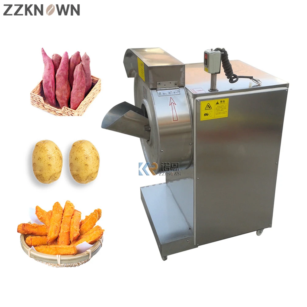 

Electric Potato Chips Cutting Machine Commercial French Fries Making Machine Vegetable Fruit Cutter Potatos Produce Line