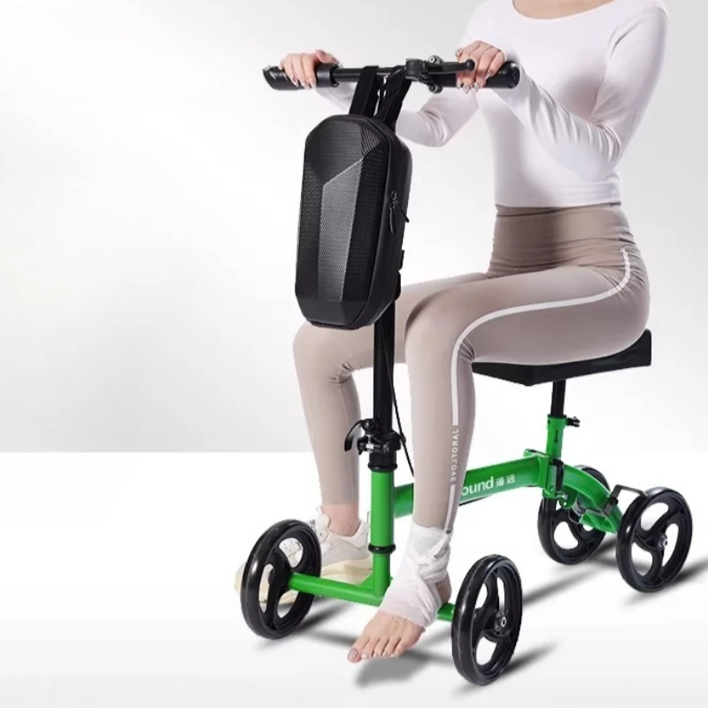 ​Elderly Disabled Knee Walkers Foldable Seated Training Home Auxiliary Training Crutches Trolley Four-wheeled Walker for Adults