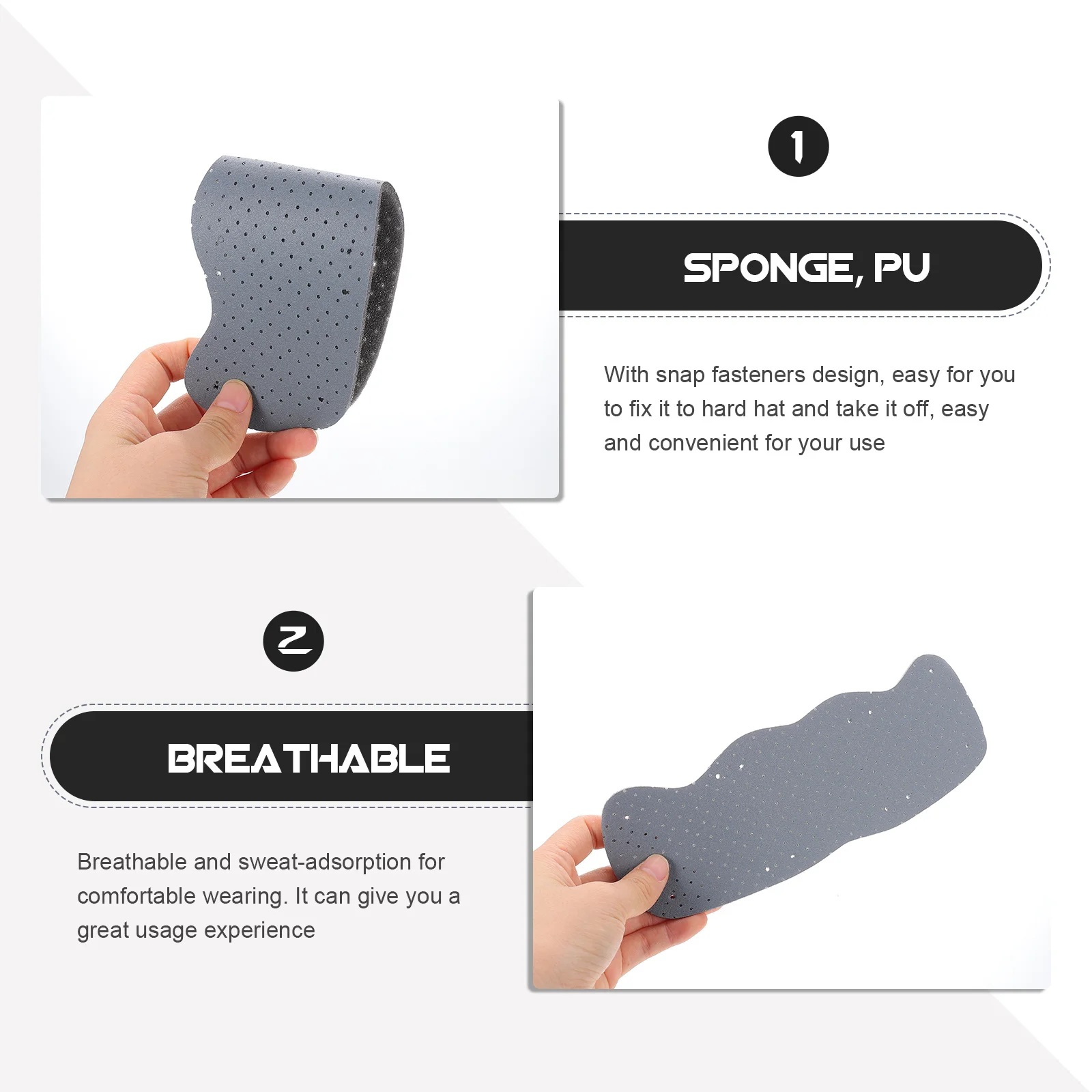 6 قطع من عصابة الرأس الصلبة، ملحقات القبعة الصلبة، شريط ممتص للرطوبة للعمال باللون الرمادي الفاتح