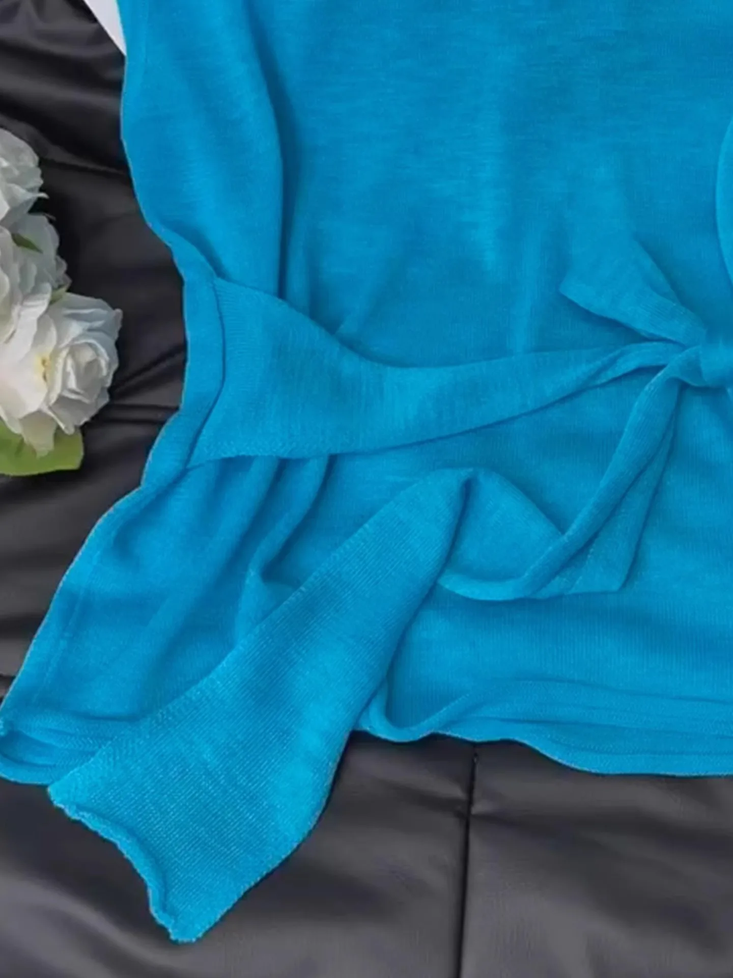 Ceco de Mujer de Punto de Seda de Hielo de Color Puro, Diseño sin Mangas con Cuello Redondo, Sensación de Alta Costura, Es...