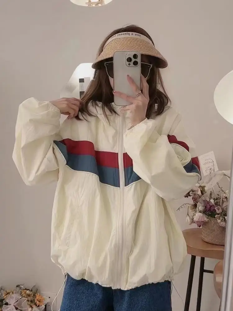 

Женская повседневная куртка большого размера с защитой от ультрафиолета, специальный большой размер 300, поясная молния с капюшоном и молнией для поездок на работу