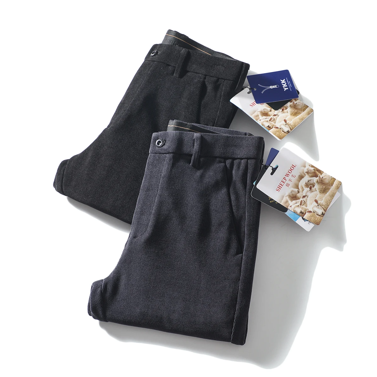 

Ultra-Fine Wool Blend Casual Pants Autumn Winter Sle YKK Zipper Men's Pure Color Versatile Comfortable Straight Leg Trousers