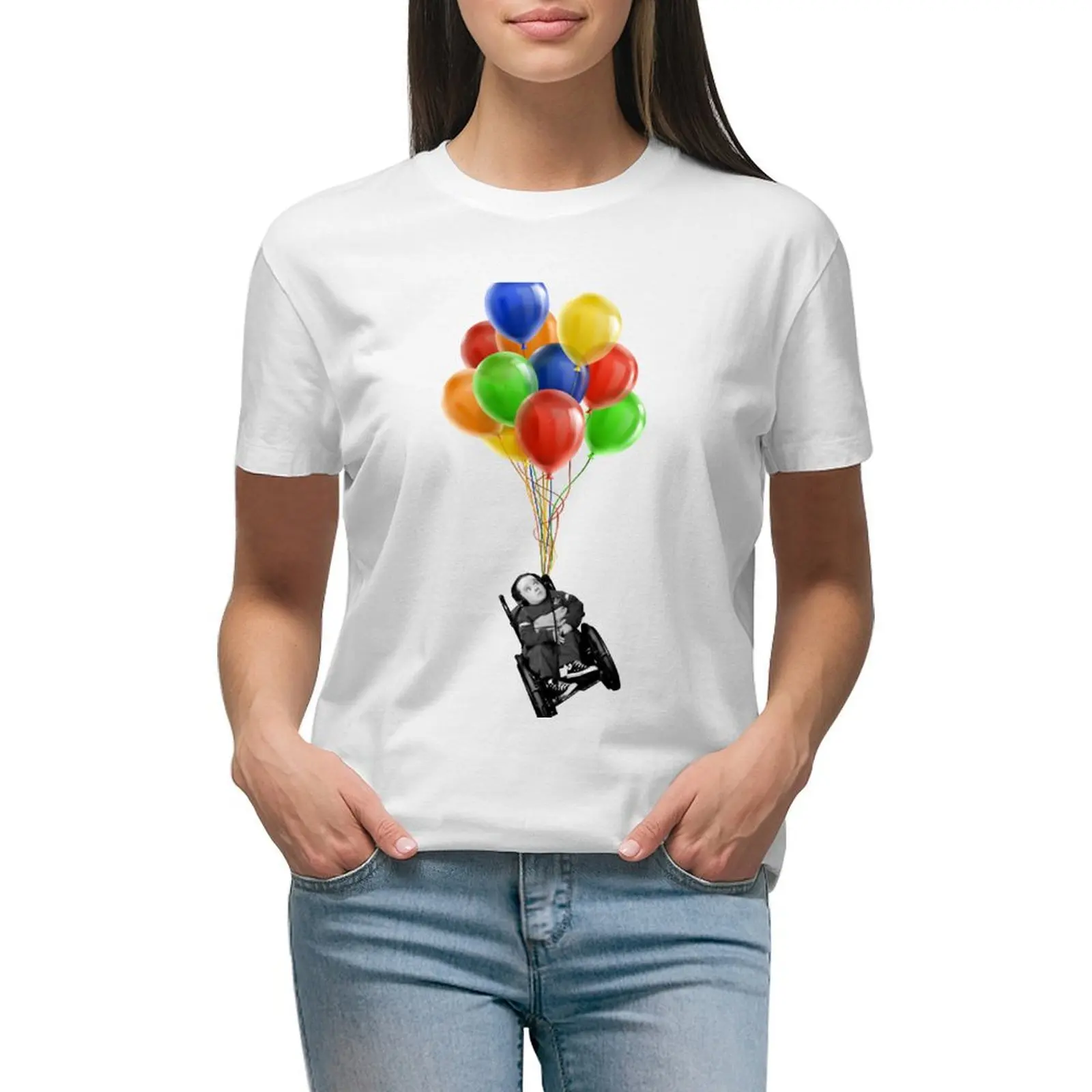 

Eric the Actor Flying with Balloons T-shirt summer clothes vintage clothes cute tops cotton t shirts Women