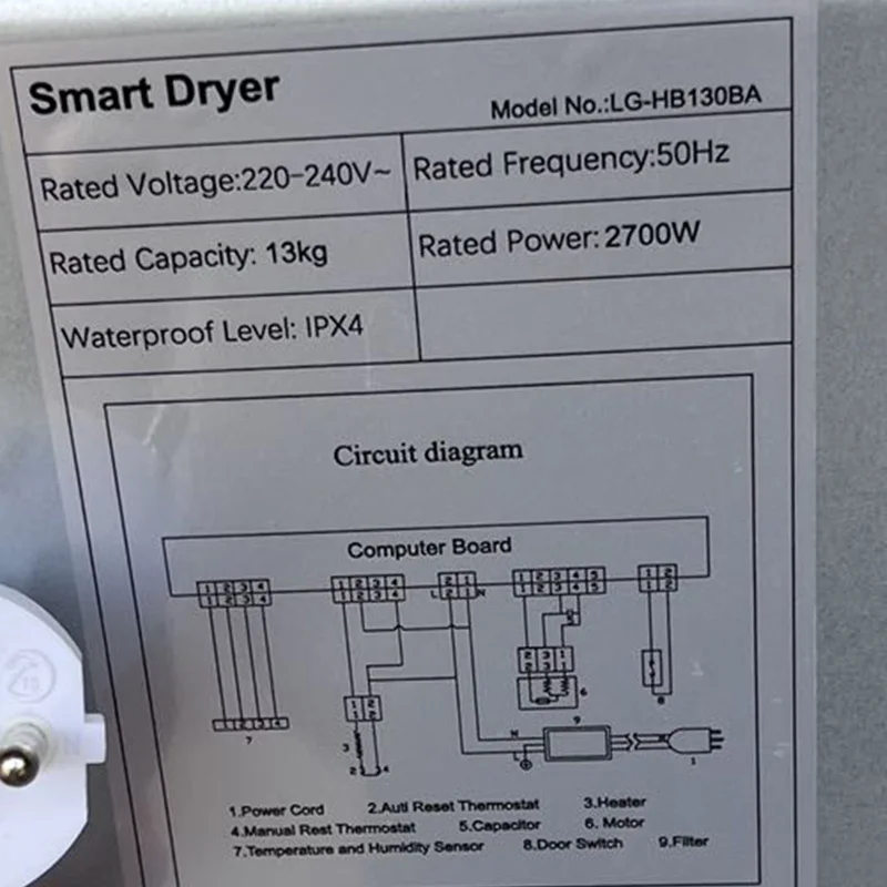 Y 13 كجم 220 فولت آلة تجفيف الملابس الأمامية رائجة البيع التحميل الأمامي