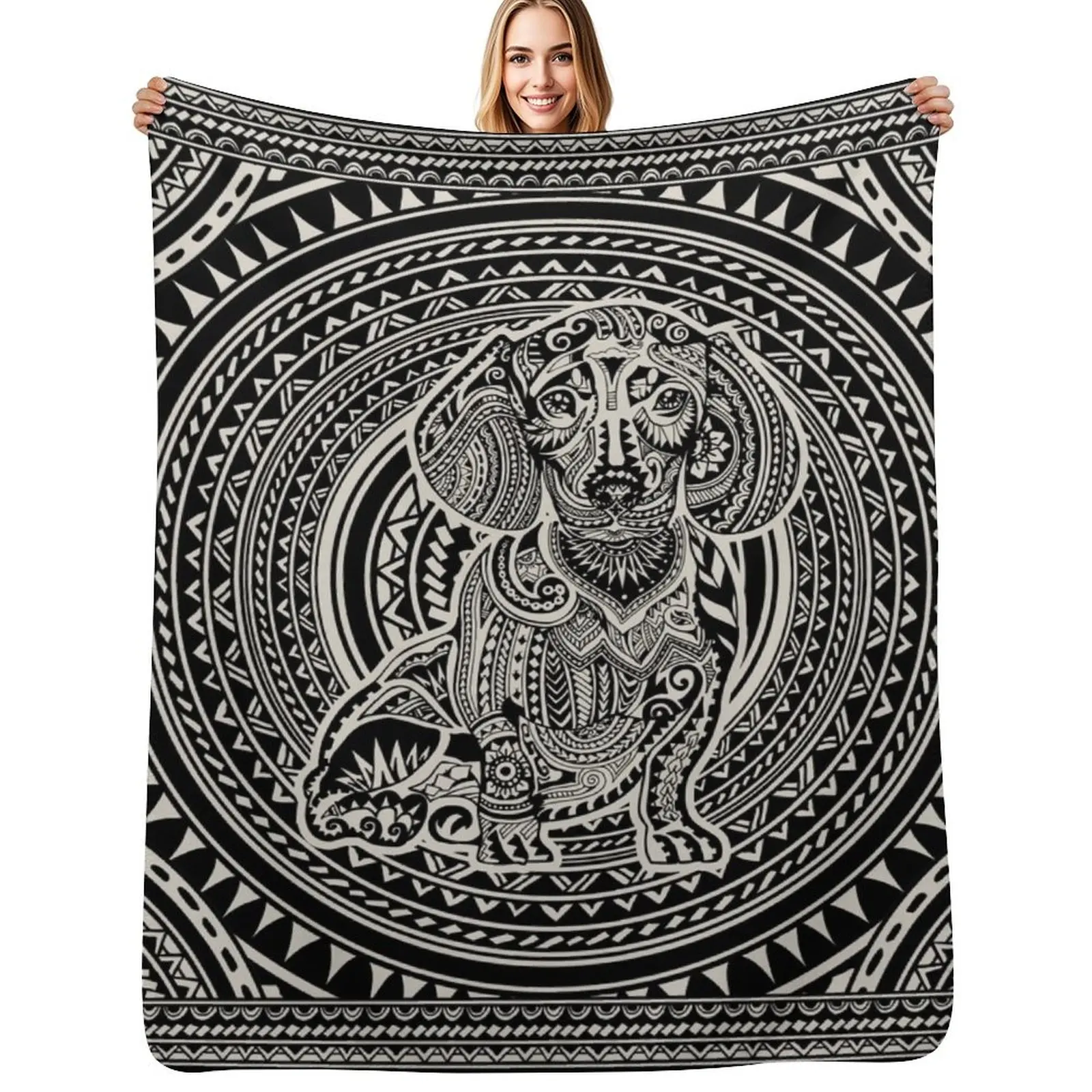 

Polynesian Dachshund Throw Blanket sofa bed Decorative Sofa Hair Single Blankets