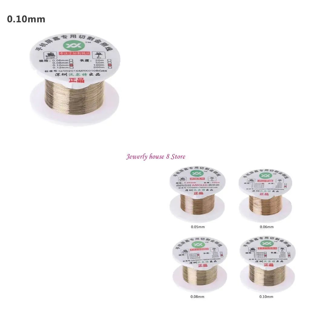 

100m/329ft Cutting Wire Gold 0.05/0.06/0.08/0.1mm Screen Separator Repair Wire Professioanl Cutting Wire Phone Repair