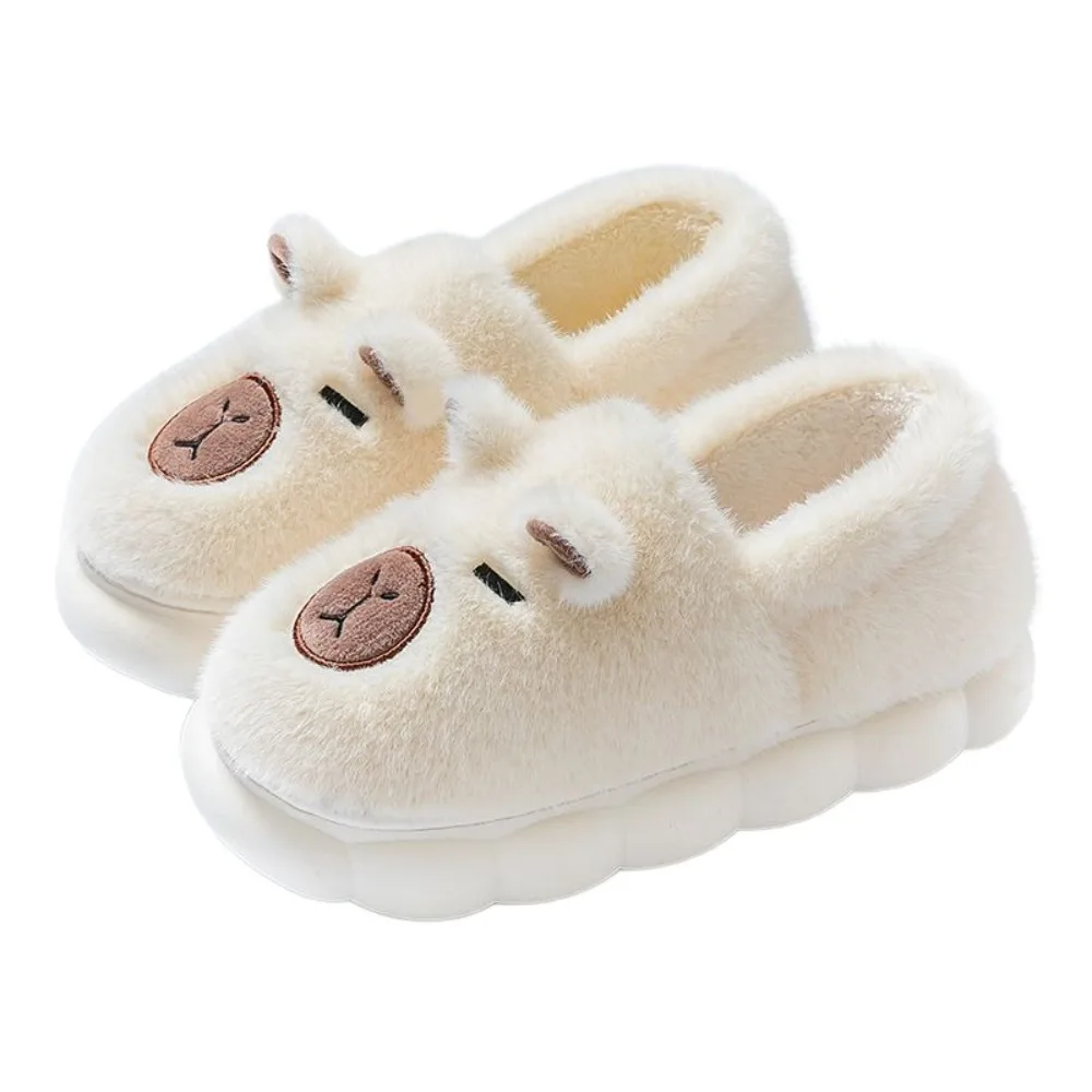 

Casual Homewear Capybara Plush Slippers Soft Anti-slip Cartoon Furry Slippers Thicken Warm Thick Soled Winter Cotton Shoes Gifts