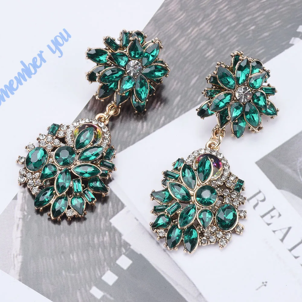 2024 New ZA Luxury Full Green Crystal Rhinestone Statement Large Collar Big Bib Choker Necklace Women Indian Wedding Jewelry