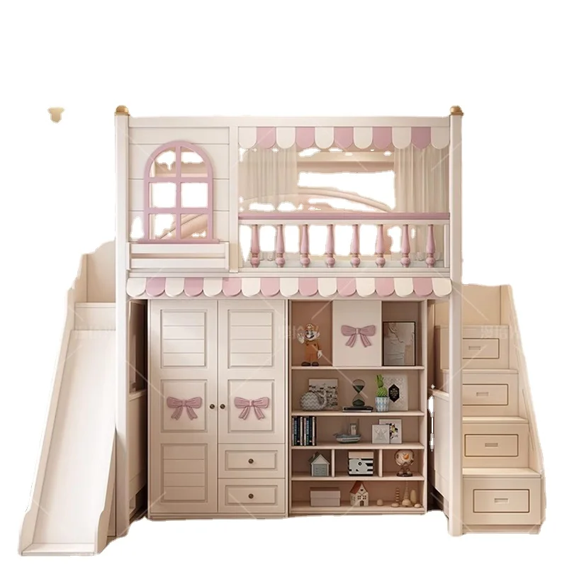 Camas de lujo para niños, almacenamiento de princesa, multifuncional, dormitorio infantil, juego de cama, muebles BL50CB