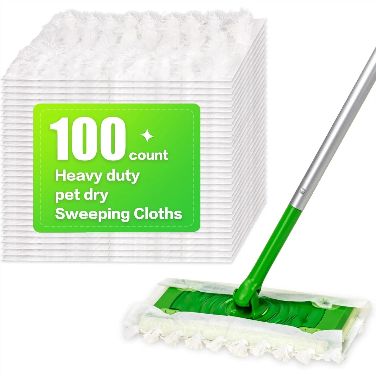 Heavy Duty Dry Sweeping Cloths for Hardwood Floor Dust and Pet Hair, Disposable Microfiber Mop Pads Refills with 30000 Bristles
