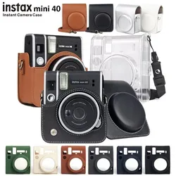 Camera Case for Fujifilm Instax Mini 40 Instant Film Camera, Silicone/PU Leather/Crystal Clear Bag Cover with Shoulder Strap
