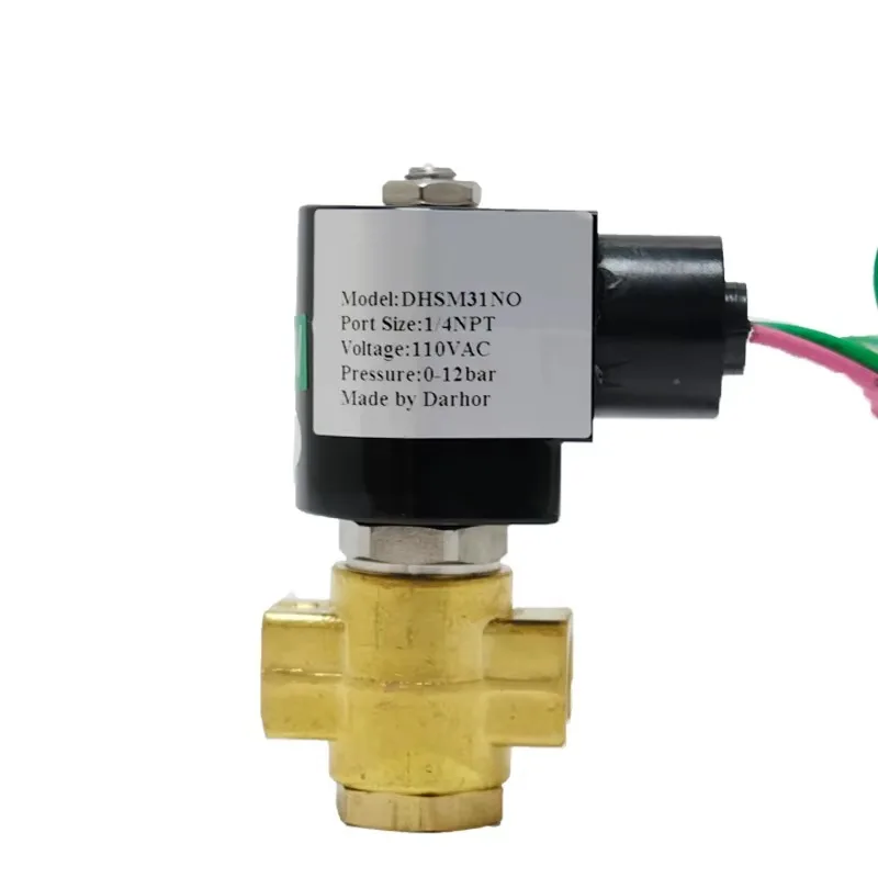 

DHSM31NO 13bar Miniature 2/2 Way Normally Open 1/4 Inch Brass Solenoid Valve 110VAC Very good